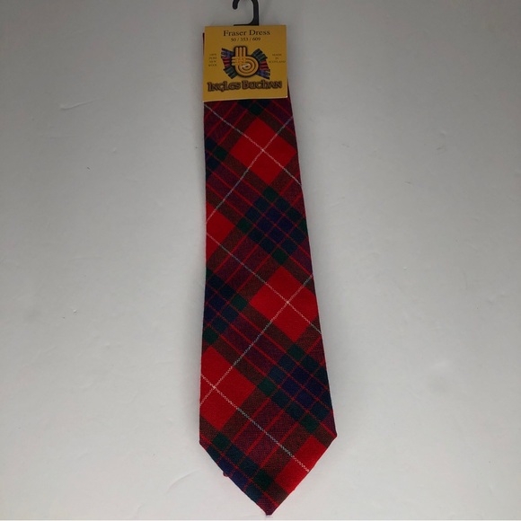 Ingles Buchan Men’s Scottish 100% Wool Tartan Plaid NeckTie Fraser Dress Red New - Picture 1 of 6